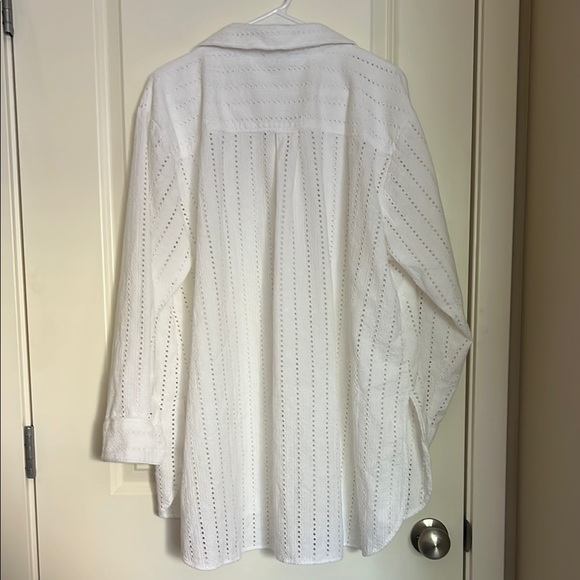 Universal Standard White Stretch Poplin Shirt Button Down Medium 18-20 - Picture 3 of 7